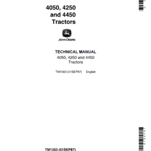 John Deere 4050 4250 4450 Tractors Repair Technical Manual