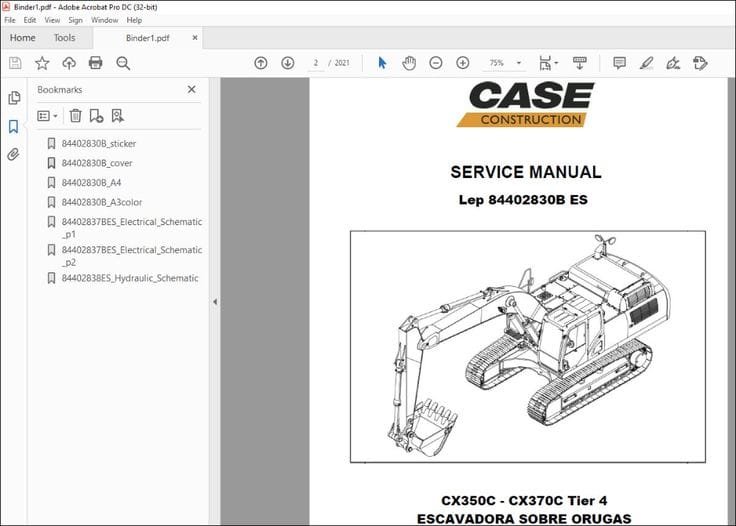 Case CX350C Tier 4 CX370C Tier 4 Excavator Service Repair Manual