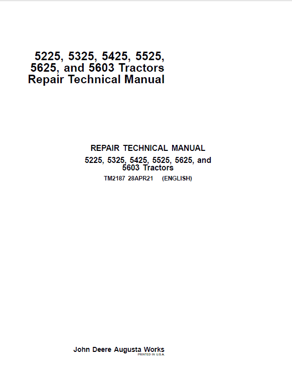John Deere 5225 5325 5425 5525 Repair Manual