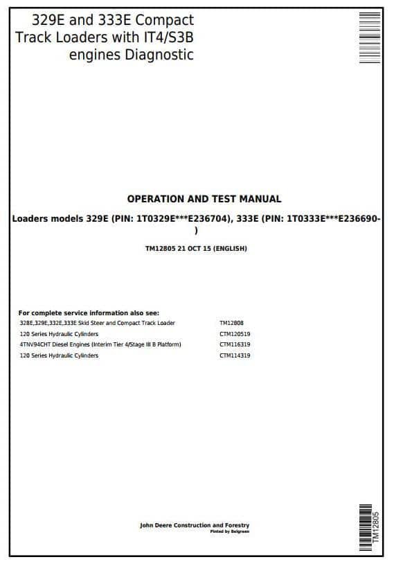 John Deere 329E 333E Track Loader IT4 S3B Engine Diagnostic Manual