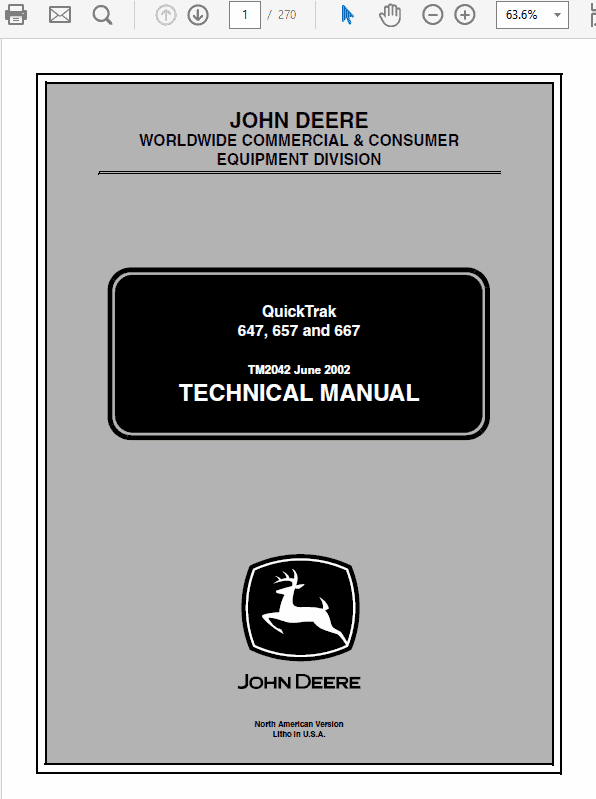 John Deere 647 657 667 QuickTrak Service Manual