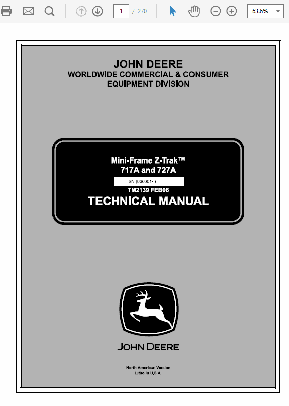 John Deere 717A 727A ZTrak Repair Service Manual