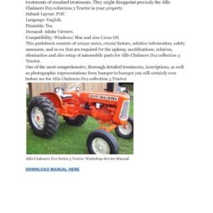 Allis Chalmers D12 Series 3 Tractor Workshop Service Manual