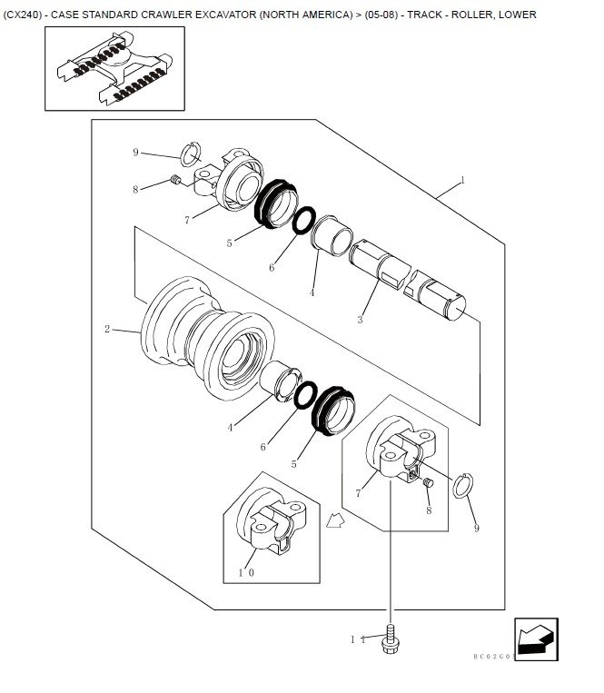 CASE CX240 Excavator Parts Catalog Manual