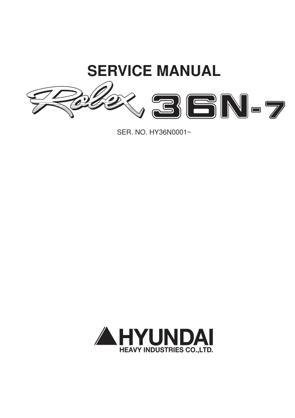 Cat Repair Manual (PDF) Hyundai Robex 36N-7 Service Manual