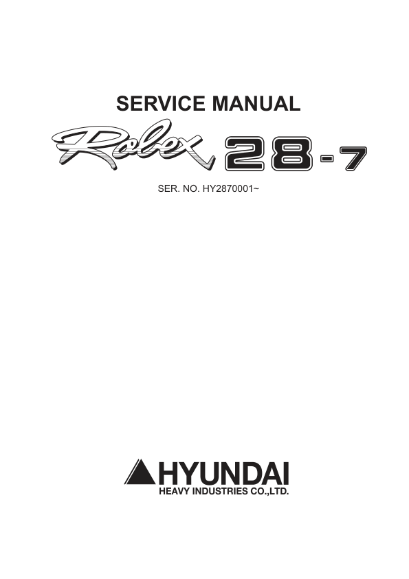 Hyundai Robex R28-7 Excavator Maintenance Guide