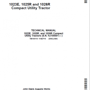 John Deere 1023E 1025R 1026R Utility Tractor Workshop Service Manual 2 Illustration