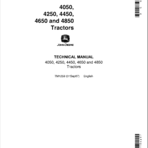 John Deere 4050, 4250 4450 Tractors Service Repair Tm1259