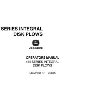 John Deere 475 Disk Plows Operators Manual