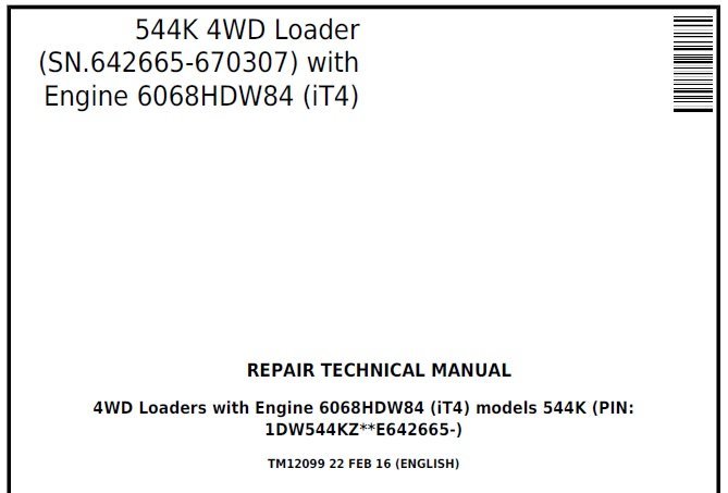 Cat Repair Manual (PDF) John Deere 544K Operation and Test Manual TM12097