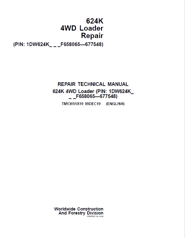 Cat Repair Manual (PDF) John Deere TM13050x19 Operation and Test Technical Manual