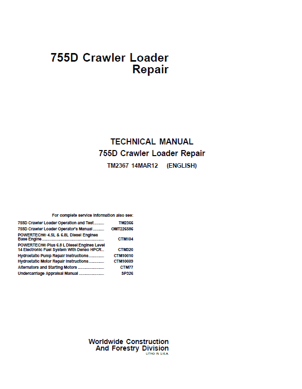 John Deere 755d Diagnostic Operation Manual