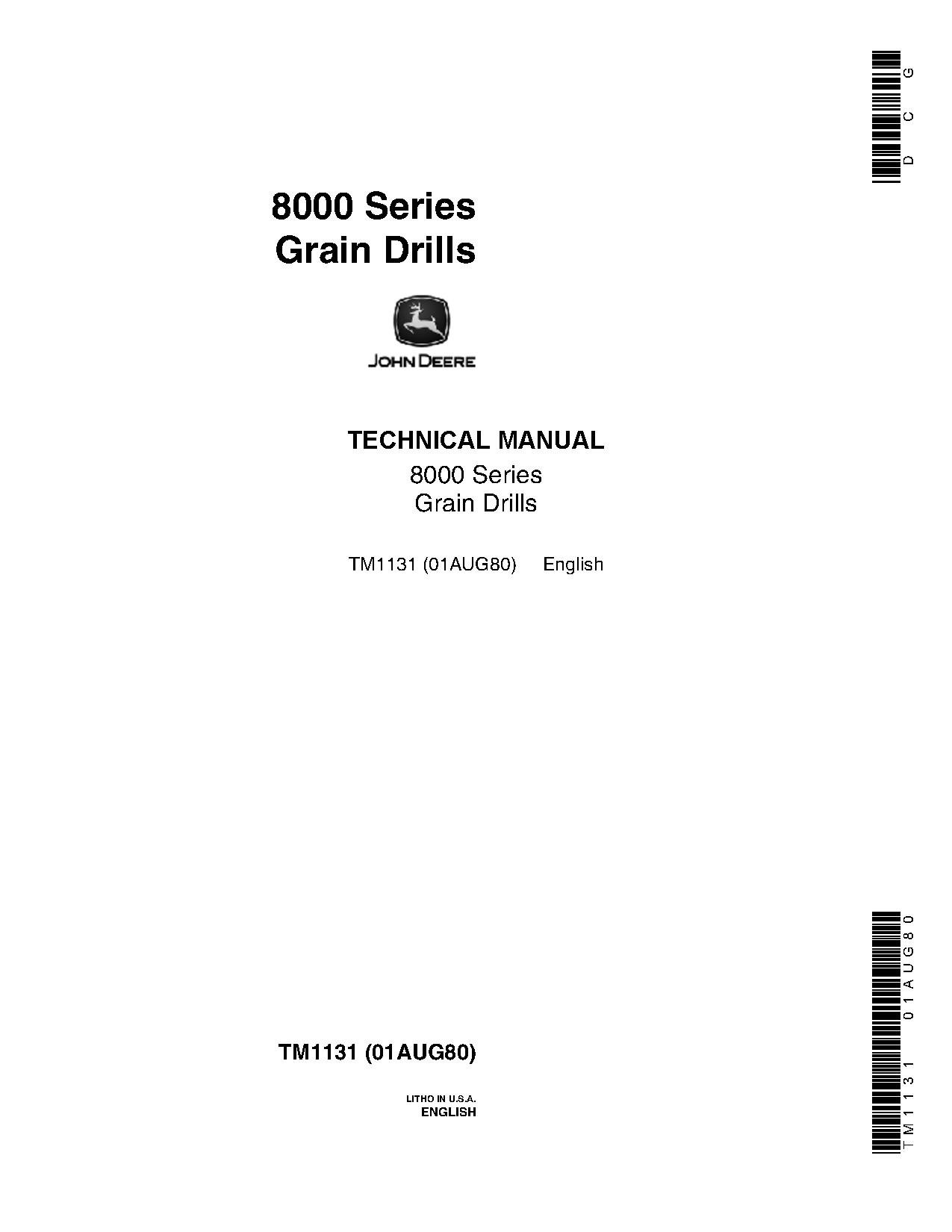 John Deere 8000 Grain Drills Technical Manual