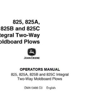John Deere 825 825A 825B And 825C Integral Two Plows Operator’s Manual