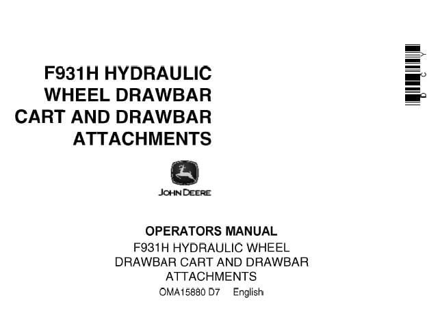 Cat Repair Manual (PDF) John Deere F931H Hydraulic Wheel And Drawbar Operator’S Manual