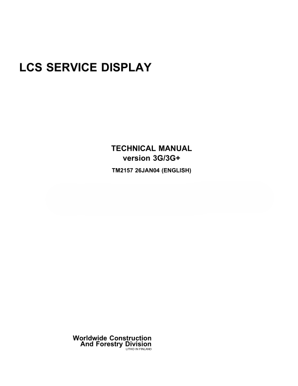 John Deere Lcs Service Display 3g,3g Technical Service Repair Manual