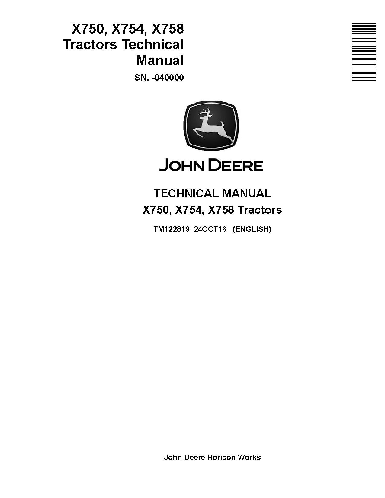 Cat Repair Manual (PDF) John Deere X750 X754 X758 Tractor Service Repair Manual Illustration
