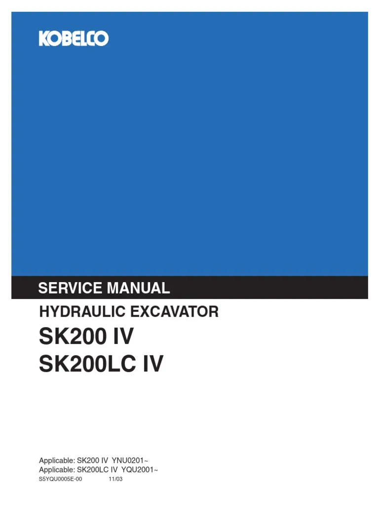 Kobelco SK200 Mark lv Hydraulic Service Manual