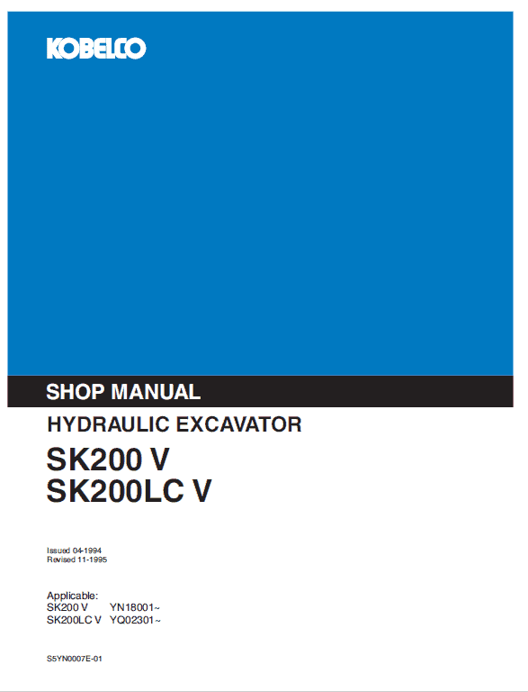 Kobelco SK200 V SK200LC V Service Repair Manual