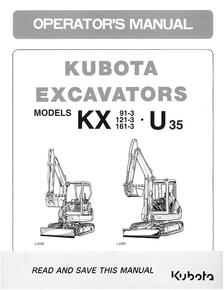 Kubota KX91-3 U35-3 2 Excavators Operators Manual