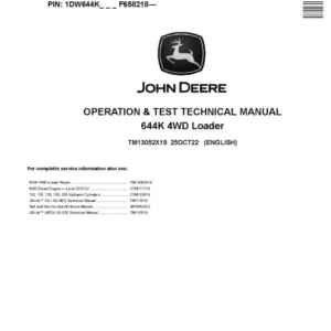 644k 4WD John Deere Specs Operator's Manual TM13052X19