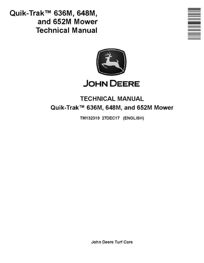 Cat Repair Manual (PDF) John Deere 636M 652M QuikTrak Mower Repair Technical Manual