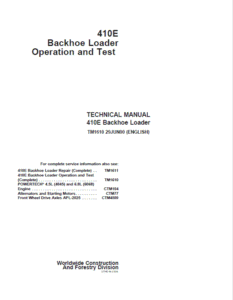 Cat Repair Manual (PDF) John Deere 410E Backhoe Loader Technical Manual