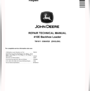 John Deere 410E Backhoe Loaders Repair Manual TM1611