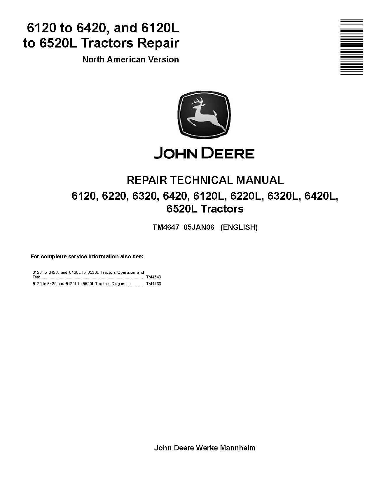 John Deere 6320 6420 Hydraulic Repair Manual