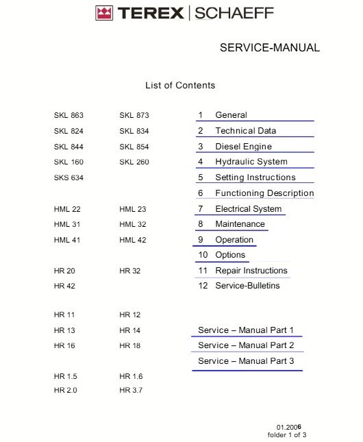 Terex Hr 42 Specifications Excavator Workshop Service Manual