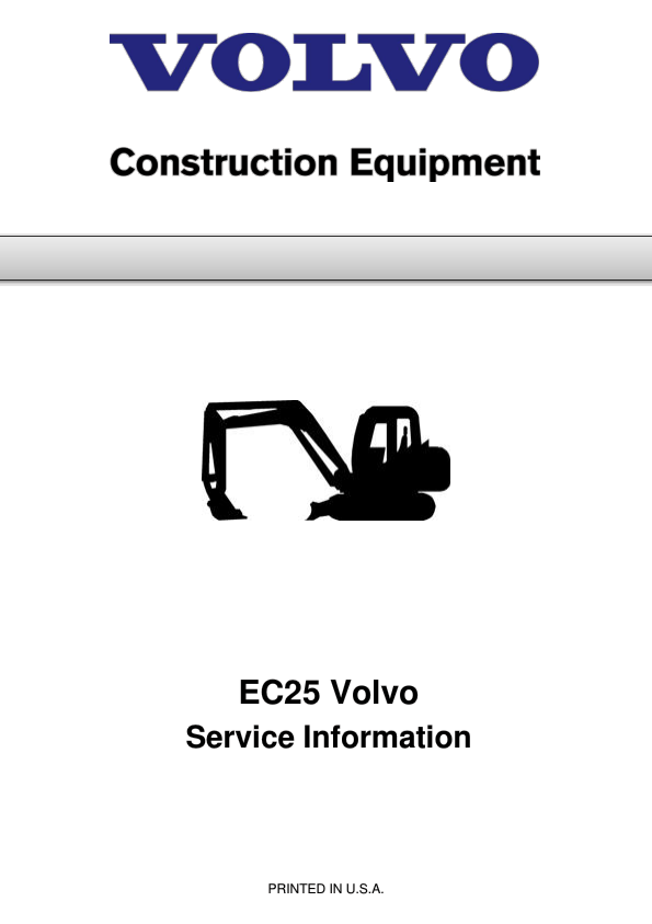 Volvo Ec25 Excavator Service Repair Manual