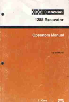 Case 1288 Pylon-mounted Excavator Operators Manual