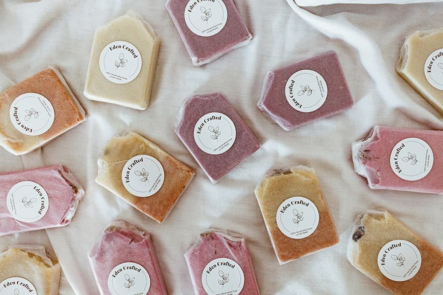 New colorful organic soaps in stock Illustration