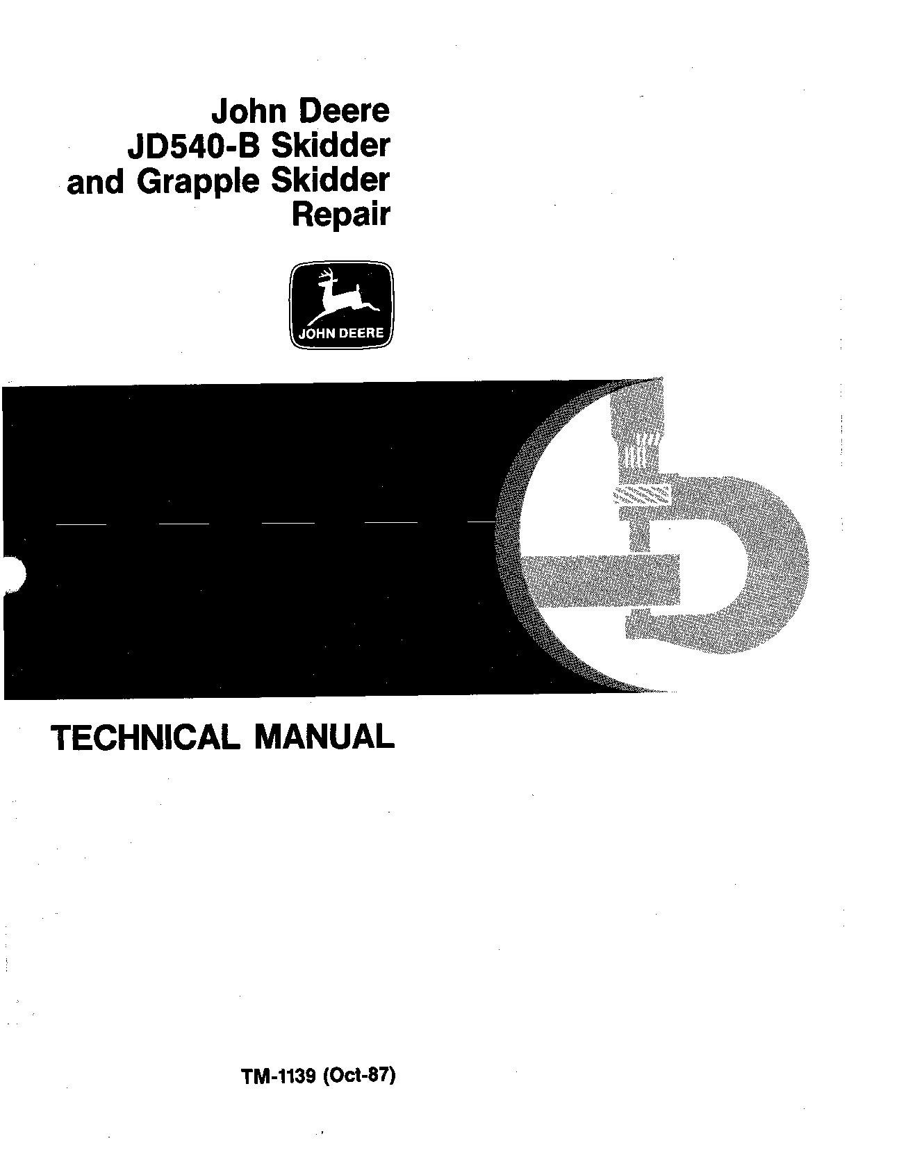 John Deere Jd540-b Skidder & Grapple Skidder Repair Manual