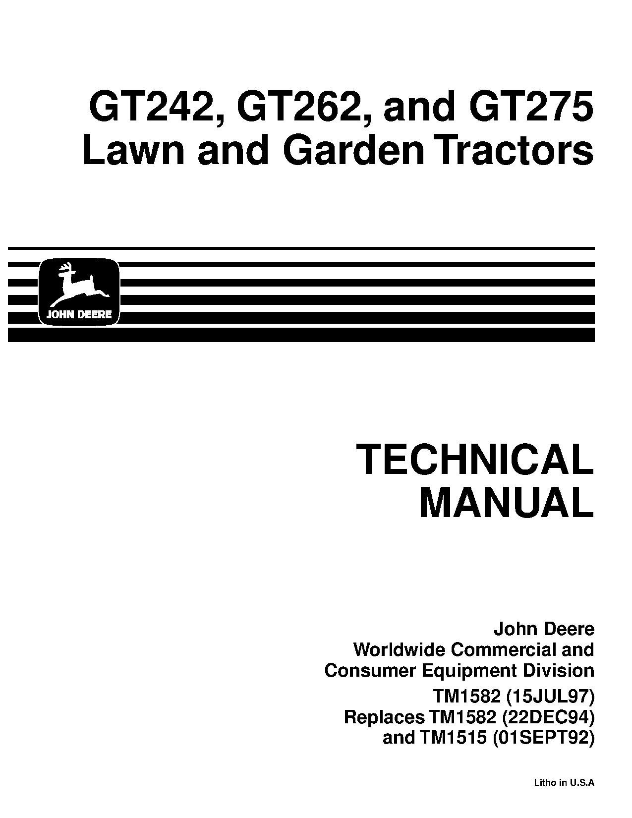 John Deere 130 160 165 175 180 185 Lawn Tractor Service Workshop Manual