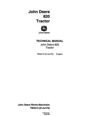 John Deere 820 Service Manual