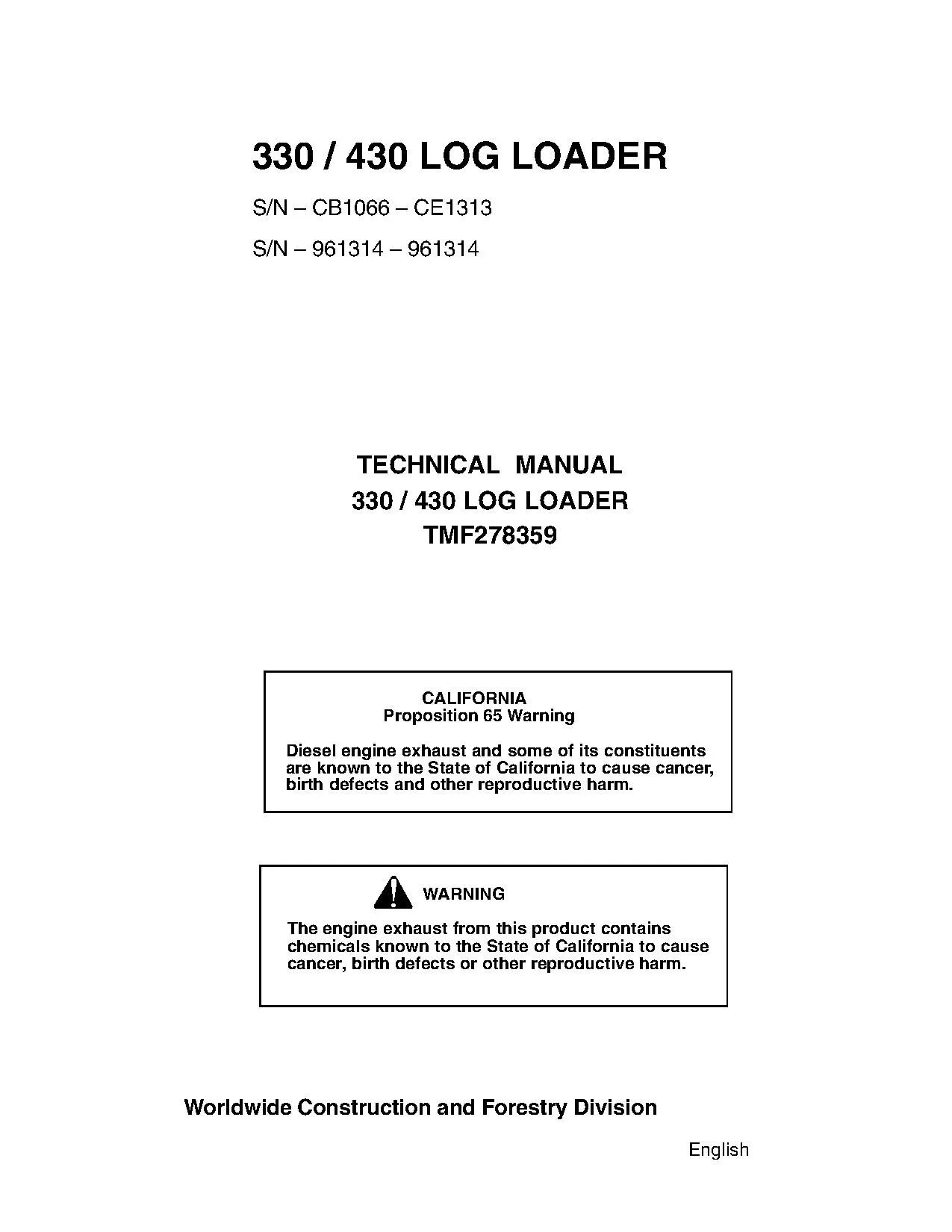 John Deere TimberJack 330 and 430 Log Loaders TMF278359